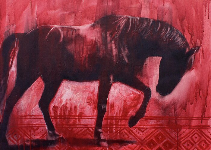 Wild Horse Greeting Card featuring the painting Nativo 3 by Shaila Yovan Tenorio