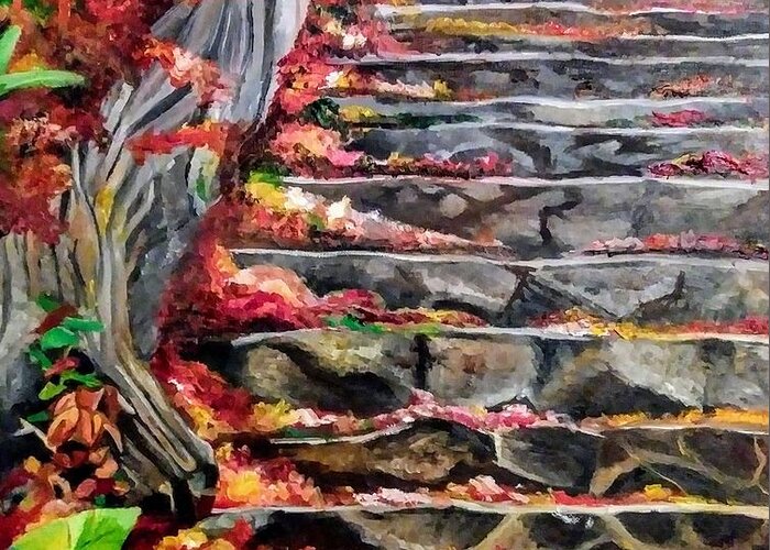 Stairs Greeting Card featuring the painting Nature Trail by Jessica Mincy