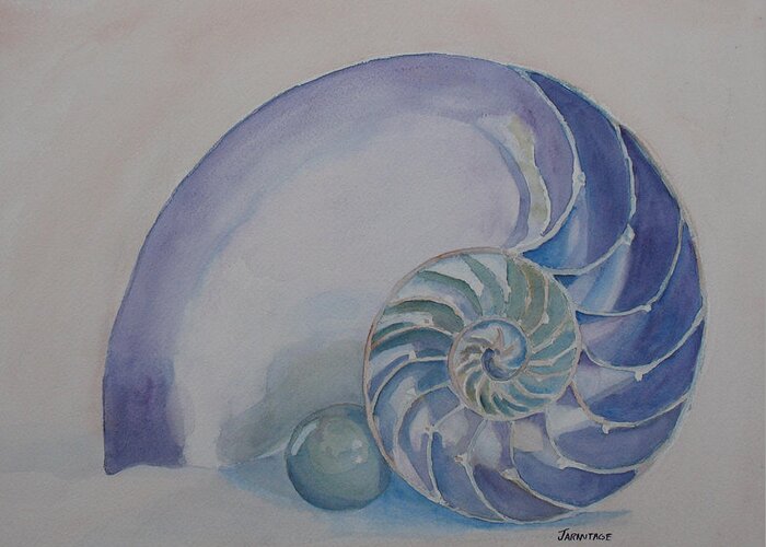 Nautilus Greeting Card featuring the painting Nautilus With Marble by Jenny Armitage