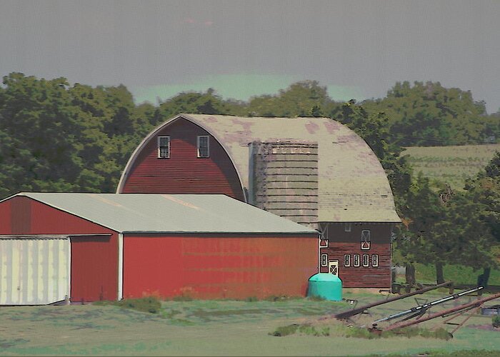 Old Fashioned Family Farm Greeting Card featuring the photograph Nebraska Farm Life - The Family Farm by Colleen Cornelius