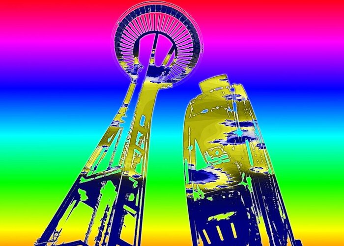 Seattle Greeting Card featuring the digital art Needle and Ferris Wheel Fractal by Tim Allen