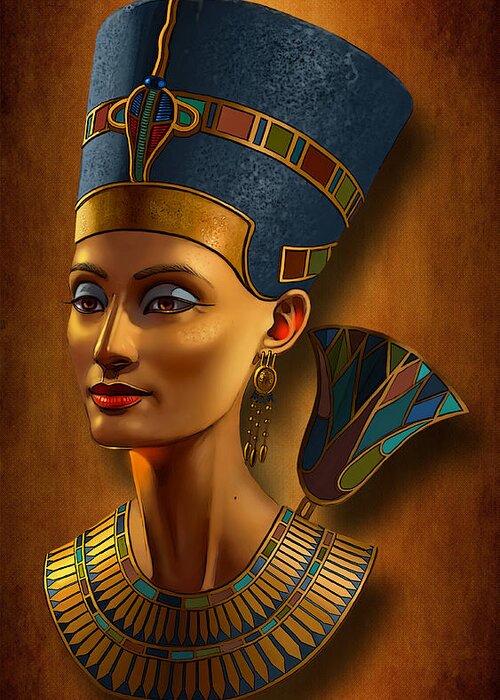 Nefertiti Egyptian Queen on Papyrus Greeting Card for Sale by ...