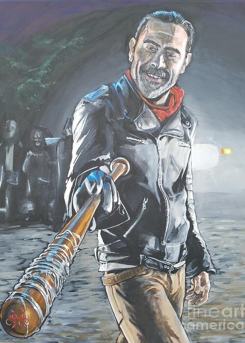 Negan Greeting Card featuring the painting Negan Twd by Tyler Haddox