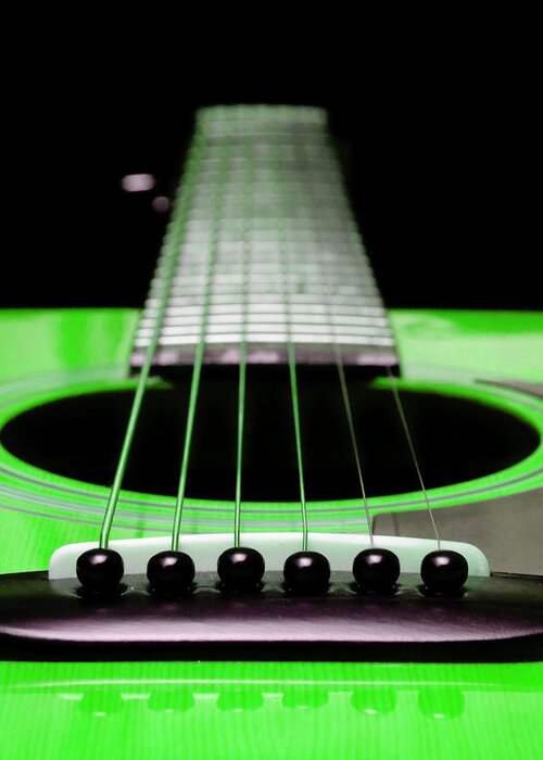 Andee Design Guitar Greeting Card featuring the photograph Neon Green Guitar 18 by Andee Design