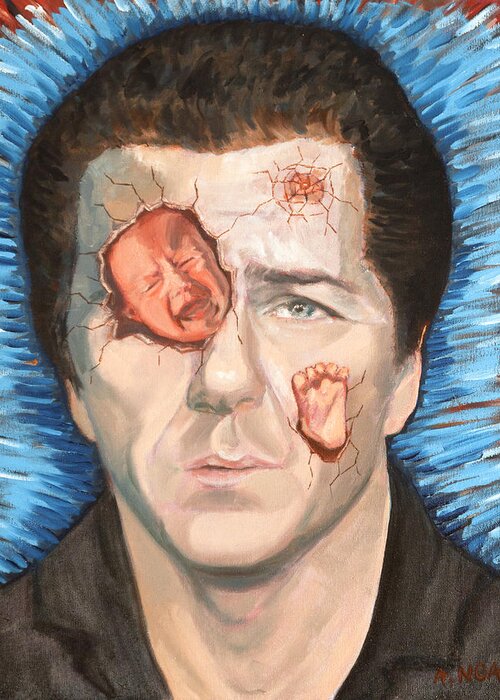 Portrait Greeting Card featuring the painting Nervous breakdown by Aymeric NOA