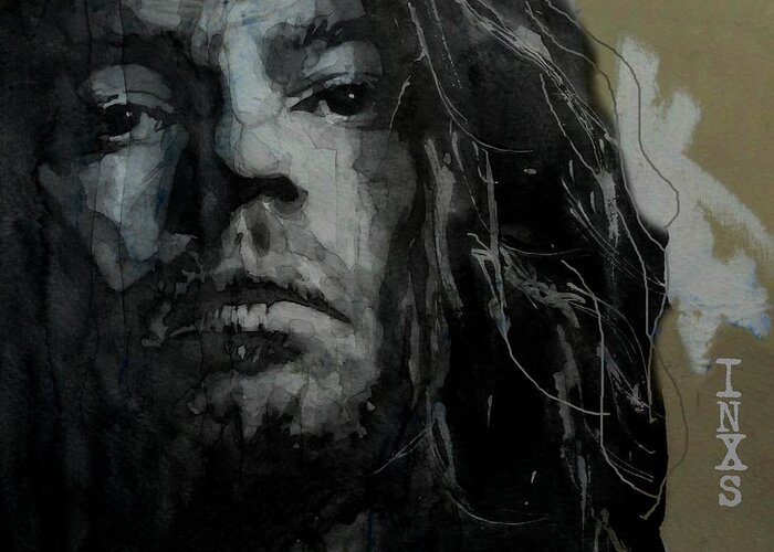 Inxs Greeting Card featuring the painting Never Tear Us Apart - Michael Hutchence by Paul Lovering