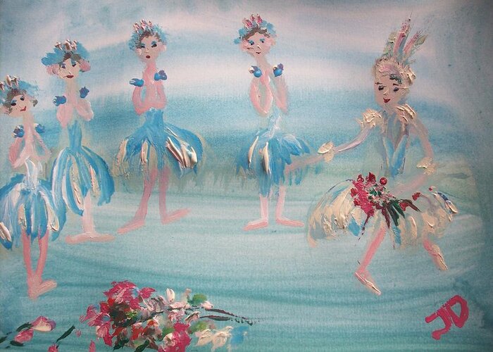 Ballet Greeting Card featuring the painting New Ballet curtain call by Judith Desrosiers