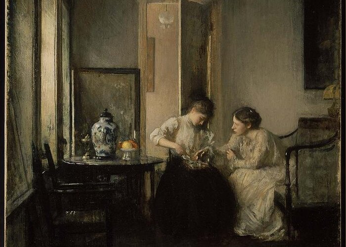 New England Interior 1906 Edmund Charles Tarbell (american Greeting Card featuring the painting New England Interior by Charles Tarbell