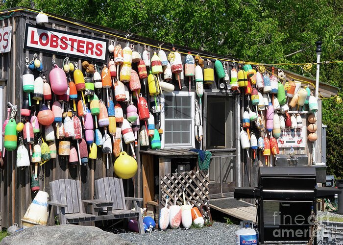 Buoys Greeting Card featuring the photograph New England Lobster Shack by Cathy Donohoue