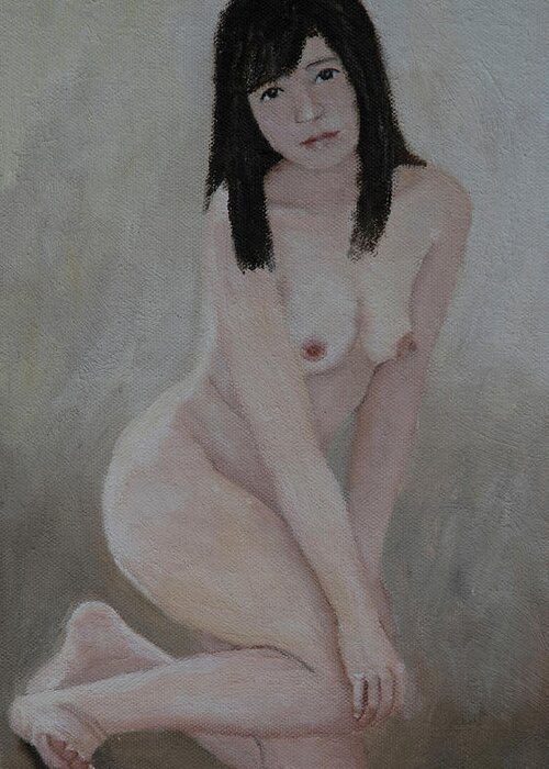 Nude Greeting Card featuring the painting New Hope by Masami IIDA