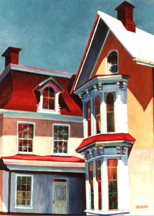 Old House Greeting Card featuring the painting New Light on the Past by Robert Henne