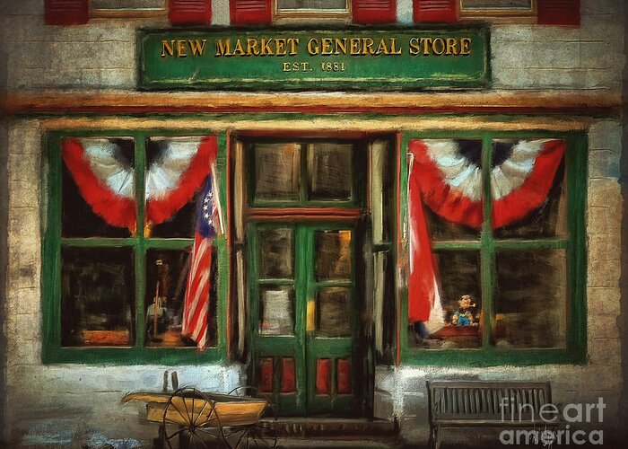 Store Greeting Card featuring the digital art New Market General Store by Lois Bryan