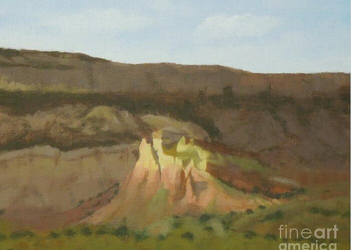 Northern New Mexico Greeting Card featuring the painting New Mexican Statues by Phyllis Andrews