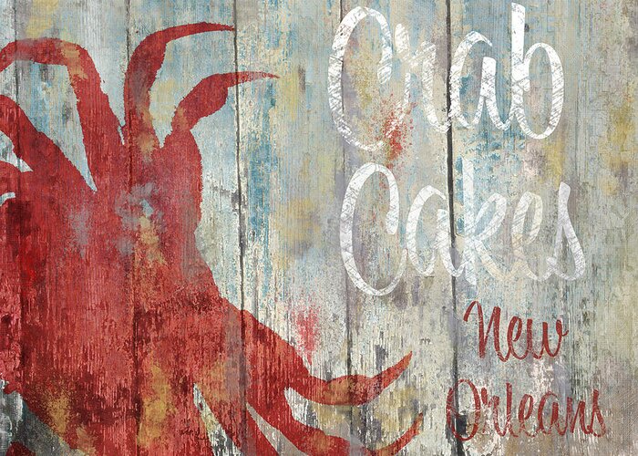 Lobster Greeting Card featuring the painting New Orleans Crab Cakes by Mindy Sommers