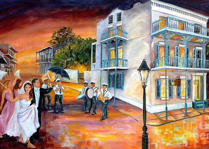 New Orleans Greeting Card featuring the painting New Orleans Wedding Party by Diane Millsap