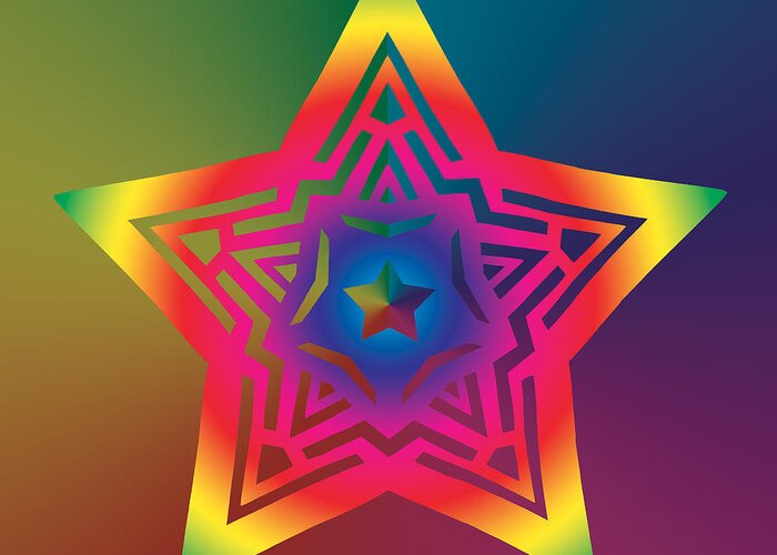 Pentacle Greeting Card featuring the digital art New Star 1a by Eric Edelman