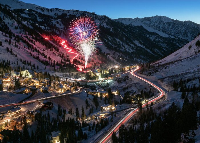 Utah Greeting Card featuring the photograph New Year's Eve at Snowbird by James Udall
