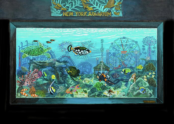 N.y Aquarium Greeting Card featuring the painting New York Aquarium by Bonnie Siracusa