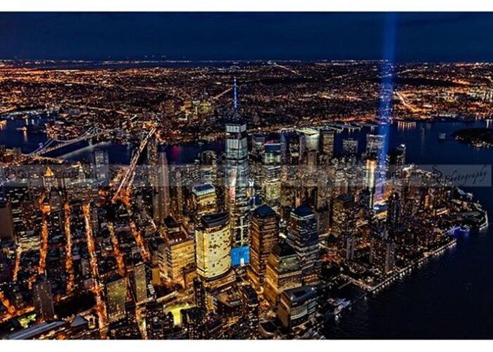 Neverforget Greeting Card featuring the photograph New York City 911 Tribute In Light by Susan Candelario