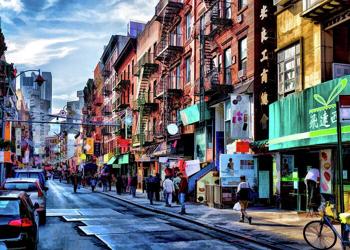 New York Greeting Card featuring the painting New York City Chinatown by Christopher Arndt