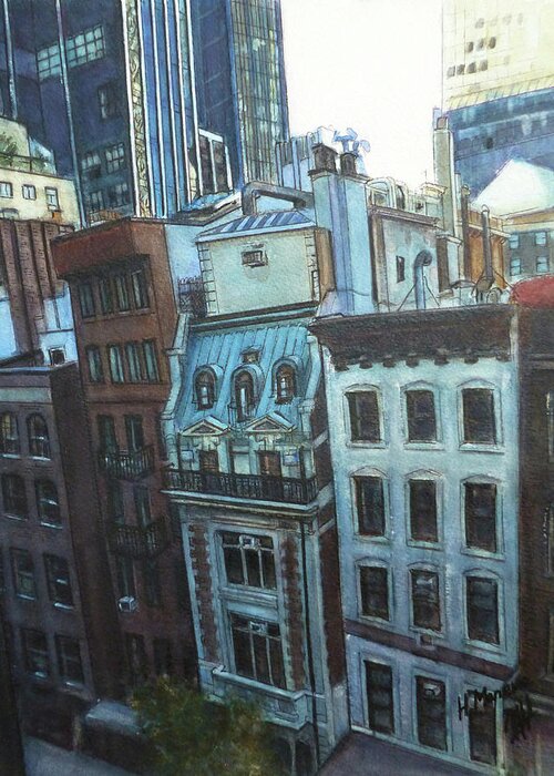 Architecture Greeting Card featuring the painting New York City IV by Henrieta Maneva
