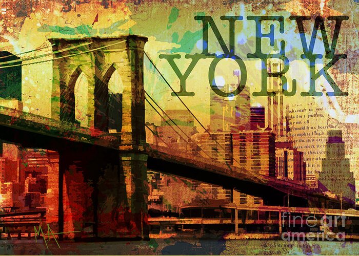 New York Greeting Card featuring the digital art New York by Maria Arango