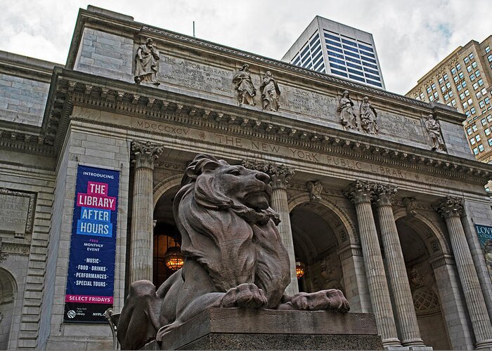 New Greeting Card featuring the photograph New York Public Library New York NY Fifth Ave Lion by Toby McGuire