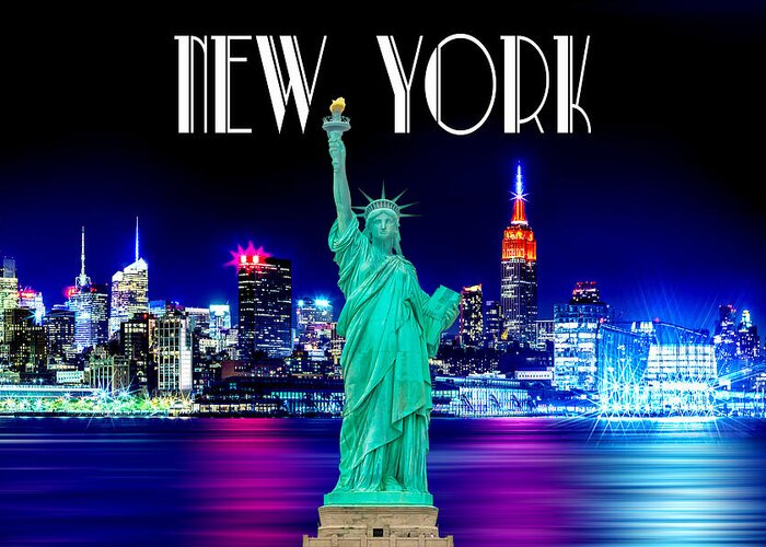 New York City Skyline Greeting Card featuring the photograph New York Shines by Az Jackson