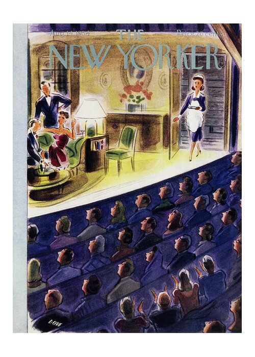 Theater Greeting Card featuring the painting New Yorker August 14 1954 by Leonard Dove