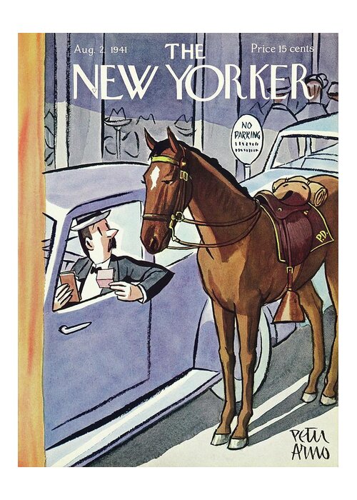 Police Greeting Card featuring the painting New Yorker August 2 1941 by Peter Arno