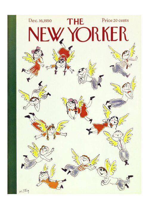 Happy Greeting Card featuring the painting New Yorker December 16 1950 by William Steig
