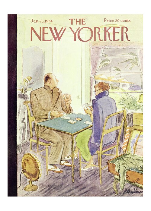 Vacation Greeting Card featuring the painting New Yorker January 23 1954 by Perry Barlow