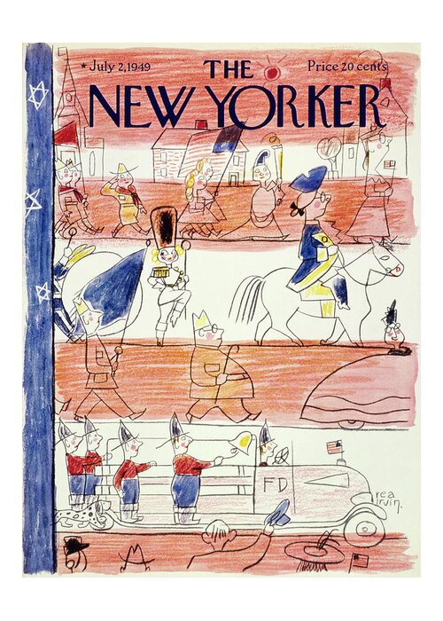 Independence Day Greeting Card featuring the painting New Yorker July 2 1949 by Rea Irvin