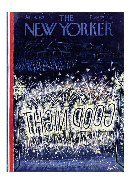 Independence Day Greeting Card featuring the painting New Yorker July 4 1953 by Constantin Alajalov