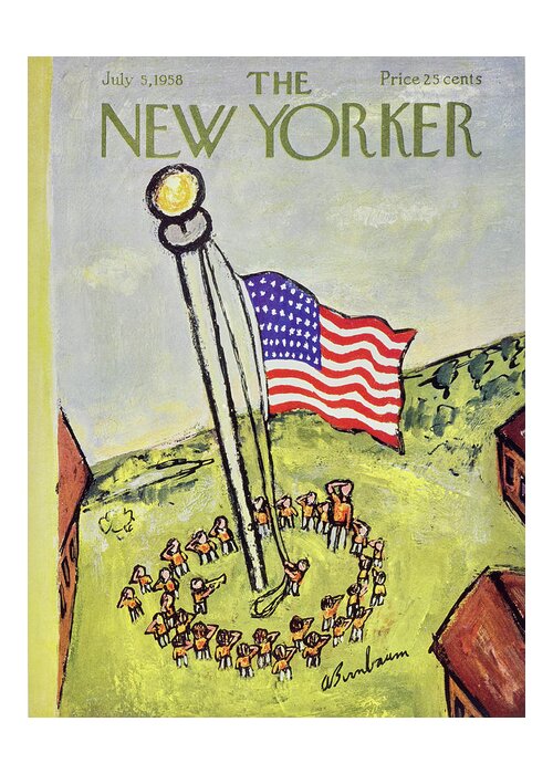 Children Greeting Card featuring the painting New Yorker July 5 1958 by Abe Birnbaum