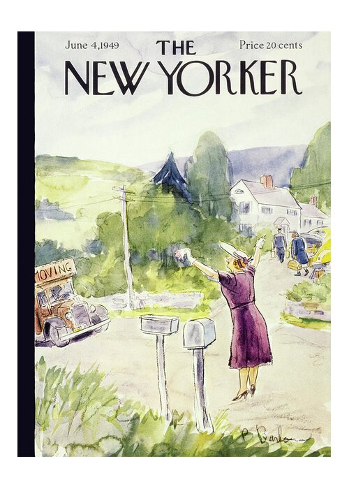 Woman Greeting Card featuring the painting New Yorker June 4 1949 by Perry Barlow