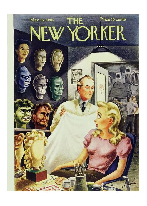 Actress Greeting Card featuring the painting New Yorker March 16 1946 by Constantin Alajalov
