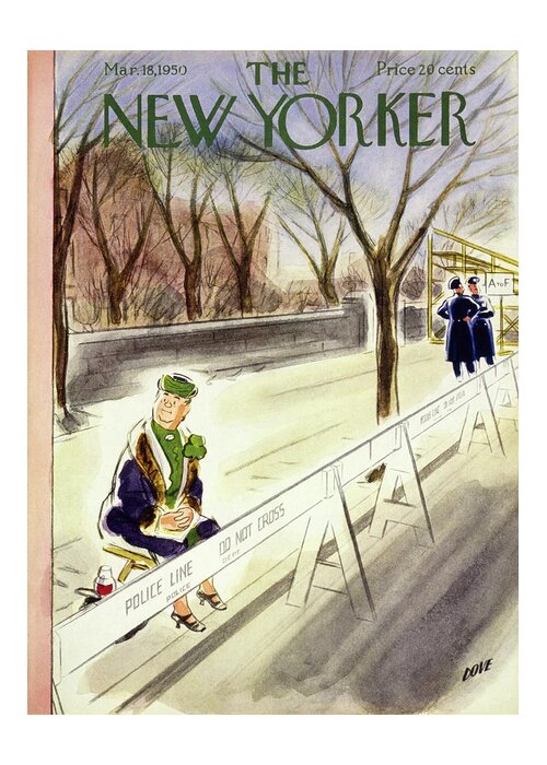 Woman Greeting Card featuring the painting New Yorker March 18 1950 by Leonard Dove