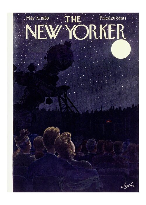 Planetarium Greeting Card featuring the painting New Yorker May 13 1950 by Constantin Alajalov