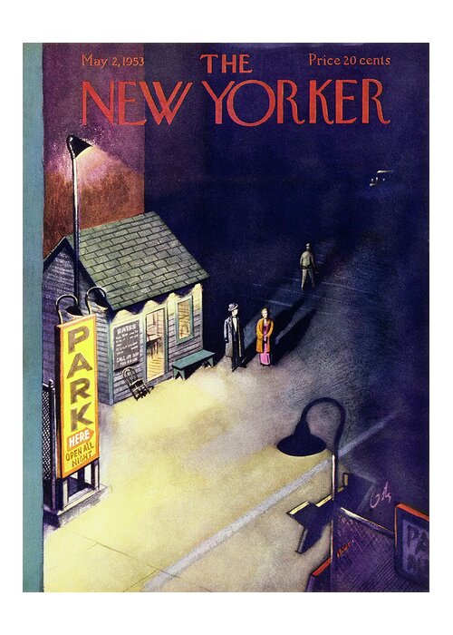 Parking Lot Greeting Card featuring the painting New Yorker May 2 1953 by Arthur Getz