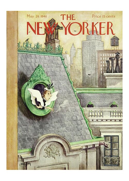 Smoking Greeting Card featuring the painting New Yorker May 24 1941 by Mary Petty
