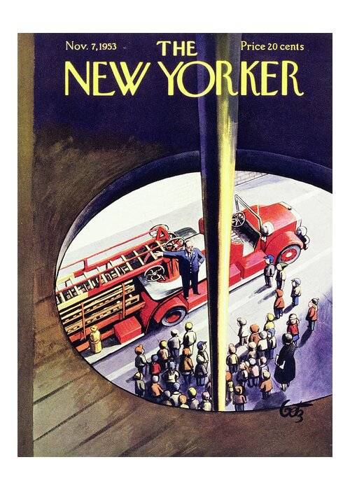 Firehouse Greeting Card featuring the painting New Yorker November 7 1953 by Artur Getz
