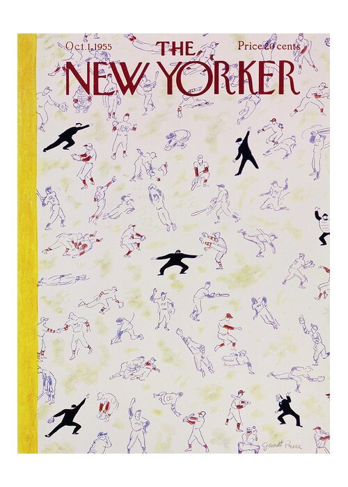 Baseball Greeting Card featuring the painting New Yorker October 1 1955 by Garrett Price