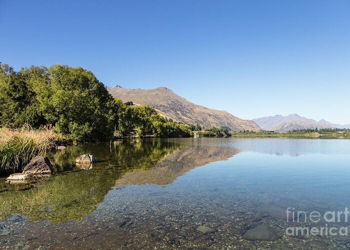 New Zealand Greeting Card featuring the photograph New Zealand reflection by Didier Marti