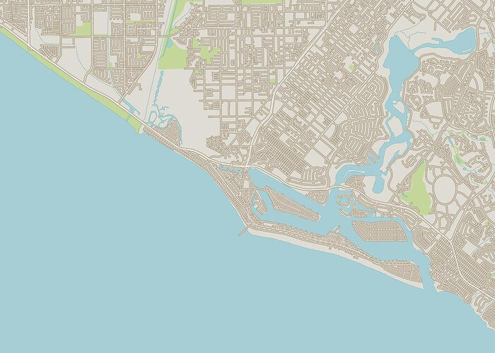 Newport Beach Greeting Card featuring the digital art Newport Beach California US City Street Map by Frank Ramspott