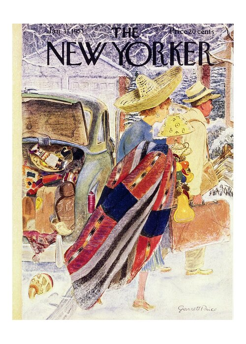 Couple Greeting Card featuring the mixed media NewYorker January 31 1953 by Garrett Price