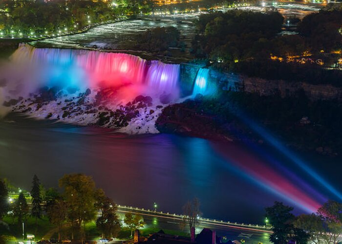 2:1 Greeting Card featuring the photograph Niagara Falls at Night #2 by Mark Rogers