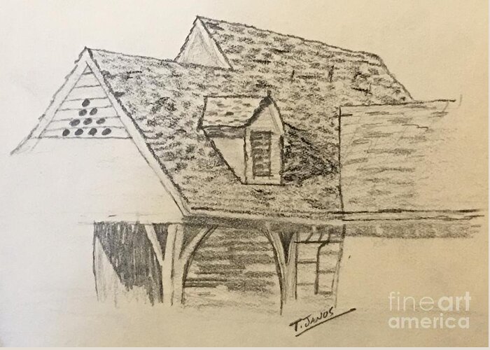 House Greeting Card featuring the drawing Nice Lines by Thomas Janos