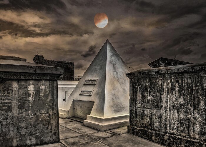 Nicholas Cage's Greeting Card featuring the photograph Nicholas Cage's Pyramid Tomb - New Orleans by Bill Cannon