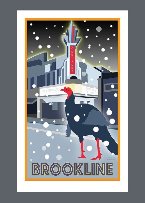 Brookline Turkeys Greeting Card featuring the digital art Night at the Movies by Caroline Barnes